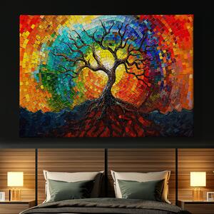 Obraz na plátně - Strom života Sluneční mozaika FeelHappy.cz Velikost obrazu: 40 x 30 cm