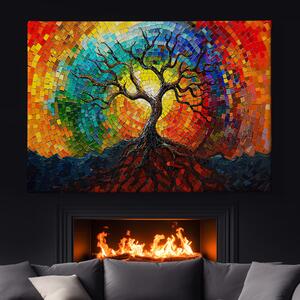 Obraz na plátně - Strom života Sluneční mozaika FeelHappy.cz Velikost obrazu: 150 x 100 cm