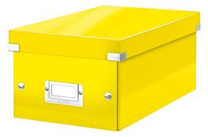 Žlutá úložná krabice s víkem Leitz DVD Disc, délka 35 cm