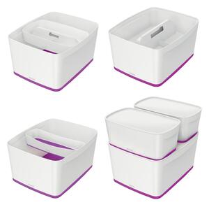 Bílo-fialový plastový úložný box s víkem MyBox - Leitz