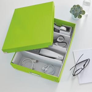Zelený kartonový úložný box s víkem 28x37x10 cm Click&Store – Leitz