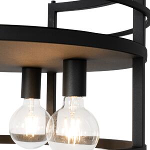 Průmyslové závěsné svítidlo černé s kulatým stojanem se 4 světly - Cage Rack