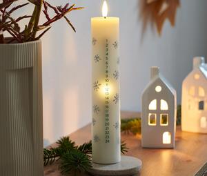 Svíčka s adventním kalendářem s LED, z pravého vosku