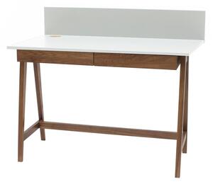 Bílý psací stůl s podnožím z jasanového dřeva Ragaba Luka Oak, délka 110 cm