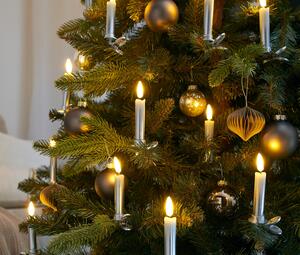 Svíčky na vánoční stromeček s LED, 12 ks, stříbrné