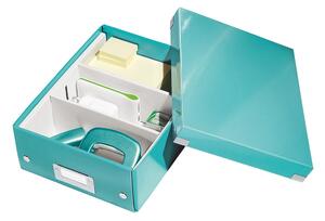Tyrkysově modrý box s organizérem Leitz Office, délka 28 cm
