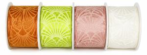 Set 4x Stuha taftová ART DÉCO růžová, krémová, zelená, oranžová 4x (40mm x 2m)