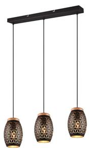 Trio Leuchten R31573080 BIDAR - Závěsné svítidlo nad jídelní stůl v černo zlaté barvě, 3 x E27, 71cm šířka (Závěsný lustr do kuchyně)