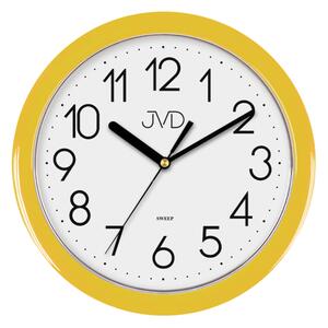 JVD Moderní žluté dětské nástěnné netikající tiché hodiny JVD sweep HP612.12