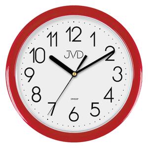JVD Červené plastové nástěnné netikající hodiny JVD sweep HP612.2