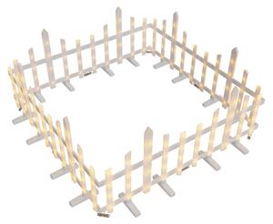 LILIIN, osvětlený plot, vlnitý plastový, s dekorativními prvky, bílý, PVC, LED, vánoční, plot s motivem vánočního stromku, dekorativní plot pro zahradu, 1,75 m, 100 LED