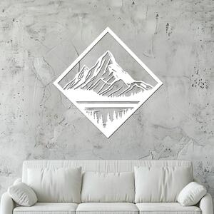 Dřevo života | Dřevěný obraz Pohled na hory | Rozměry (cm): 40x40 | Barva: Bílá