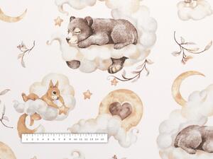 Biante Dětské bavlněné prostírání na stůl Sandra SA-456 Medvídci zajíčci a veverky v oblacích na bílém 30x40 cm