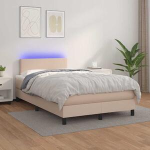 Box spring postel matrace a LED cappuccino 120x200cm umělá kůže 3134098