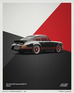 Umělecký tisk Porsche 911 RS - 1973 - Black, (40 x 50 cm)