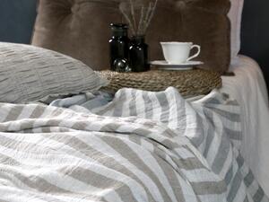 Béžovo - taupe pruhovaný pléd s třásněmi Stripes - 130*170 cm - Chic Antique