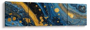Obraz - Modrá abstrakce se zlatem (170x50 cm)