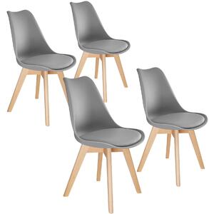 Sada čtyř jídelních židlí tectake®, ergonomický design sedáku, odolné polstrování pro vysoký komfort sezení