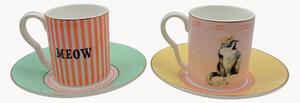Sada šálků s podšálky z kostního porcelánu Cat, 2 díly