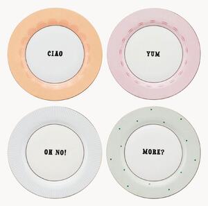 Sada snídaňových talířů z kostního porcelánu Slogan, 4 díly