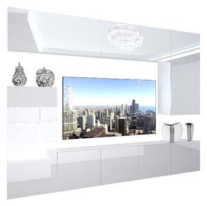 Obývací stěna Belini Premium Full Version bílý lesk + LED osvětlení Nexum 117