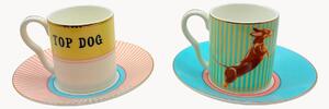Sada šálků s podšálky z kostního porcelánu Dog, 2 díly