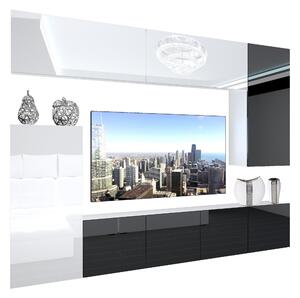 Obývací stěna Belini Premium Full Version bílý lesk / černý lesk + LED osvětlení Nexum 116