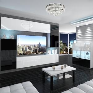 Obývací stěna Belini Premium Full Version bílý lesk / černý lesk + LED osvětlení Nexum 116
