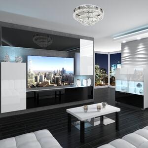 Obývací stěna Belini Premium Full Version černý lesk / bílý lesk + LED osvětlení Nexum 115