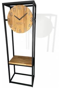 Stylové dubové hodiny s robustním kovovým rámem 100 cm
