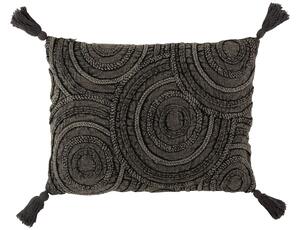 Tmavě šedý polštář se střapci a reliéfem Circle - 60*40 cm - J-Line by Jolipa