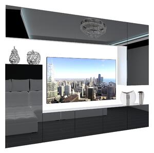 Obývací stěna Belini Premium Full Version černý lesk + LED osvětlení Nexum 125