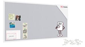 Textilní (filcová) nástěnka bílá 120 × 60 cm, v bílém dřevěném rámu, TFWHITE126W