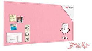 Textilní (filcová) nástěnka růžová 120 × 60 cm, v růžovém dřevěném rámu, TFPINK126P
