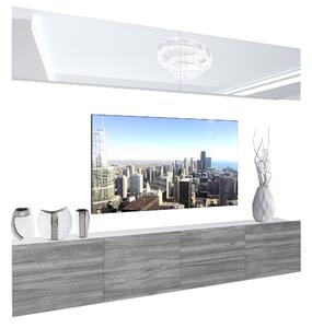 Obývací stěna Belini Premium Full Version bílý lesk / šedý antracit Glamour Wood + LED osvětlení Nexum 87 Výrobce