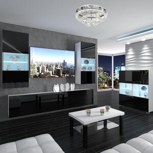 Obývací stěna Belini Premium Full Version černý lesk + LED osvětlení Nexum 106