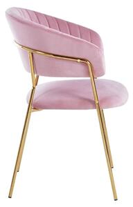 Sametová růžová/zlatá židle Glamour