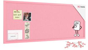 Textilní (filcová) nástěnka růžová 100x40cm, v růžovém dřevěném rámu, TFPINK104P