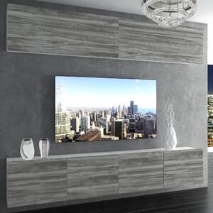 Obývací stěna Belini Premium Full Version šedý antracit Glamour Wood + LED osvětlení Nexum 96