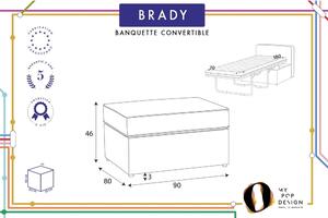 Hnědá polstrovaná rozkládací lavice My Pop Design Brady, 80 cm