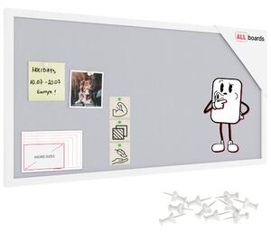 Textilní (filcová) nástěnka bílá 80 × 40 cm, v bílém dřevěném rámu, TFWHITE84W