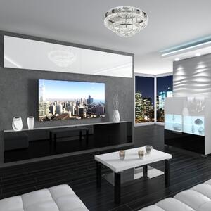 Obývací stěna Belini Premium Full Version bílý lesk / černý lesk + LED osvětlení Nexum 93