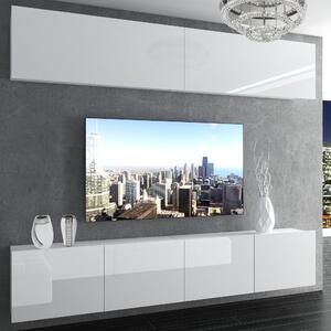 Obývací stěna Belini Premium Full Version bílý lesk+ LED osvětlení Nexum 86