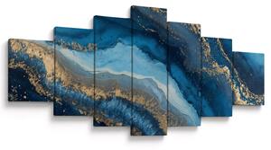 Obraz - Modrá mramorová abstrakce (210x100 cm)