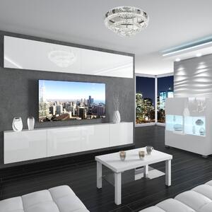 Obývací stěna Belini Premium Full Version bílý lesk+ LED osvětlení Nexum 86