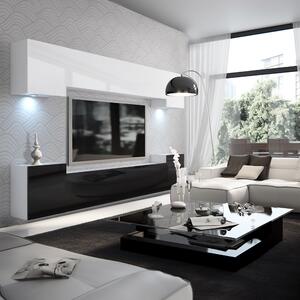 Obývací stěna Belini Premium Full Version bílý lesk / černý lesk + LED osvětlení Nexum 135