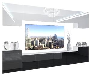 Obývací stěna Belini Premium Full Version bílý lesk / černý lesk + LED osvětlení Nexum 135