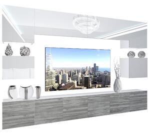 Obývací stěna Belini Premium Full Version bílý lesk / šedý antracit Glamour Wood+ LED osvětlení Nexum 40 Výrobce