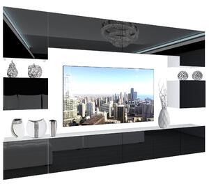 Obývací stěna Belini Premium Full Version černý lesk + LED osvětlení Nexum 47