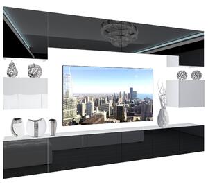 Obývací stěna Belini Premium Full Version černý lesk + LED osvětlení Nexum 37